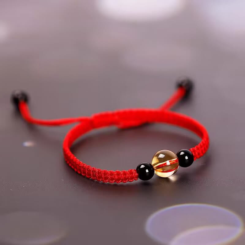 14-16cm Citrine Black Obsidian King Kong Knot Protection Bracelet