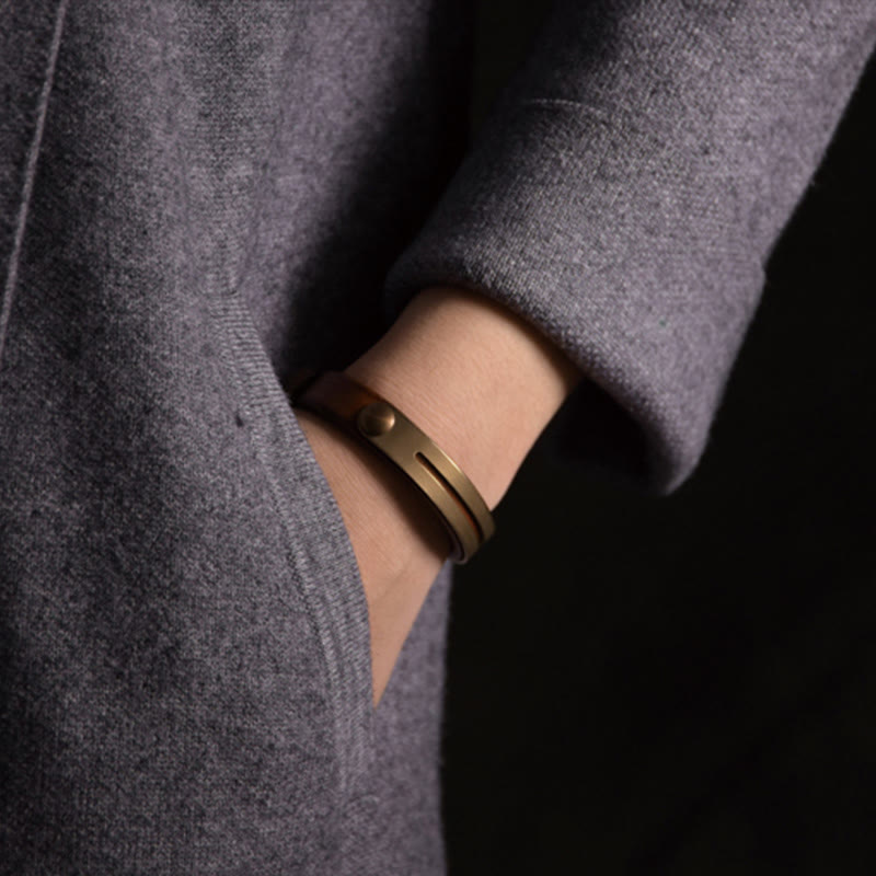 Vintage Leather Copper Balance Bracelet for Inner Harmony