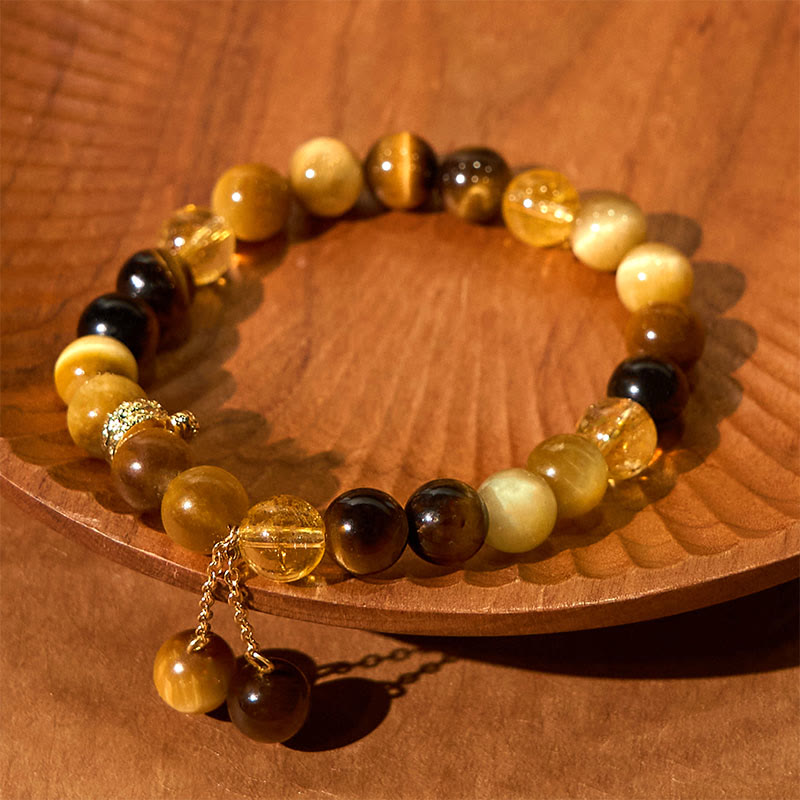 8mm Tiger Eye Citrine Protection Bracelet for Year of the Snake