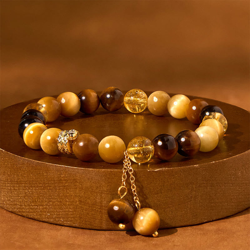8mm Tiger Eye Citrine Protection Bracelet for Year of the Snake