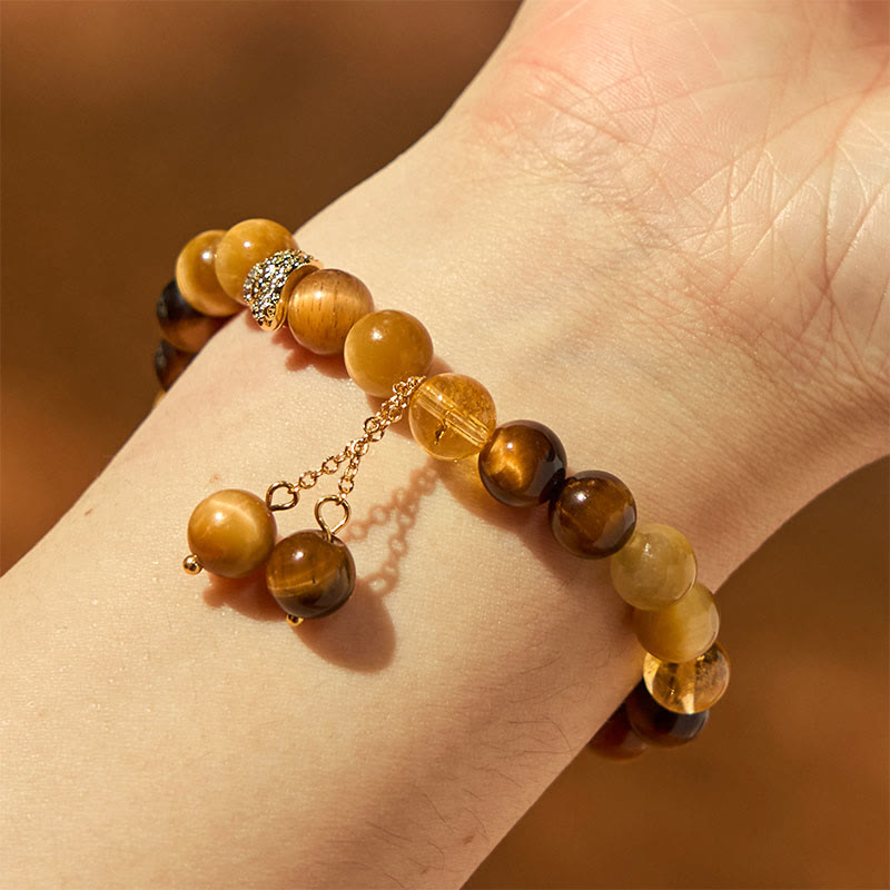 8mm Tiger Eye Citrine Protection Bracelet for Year of the Snake