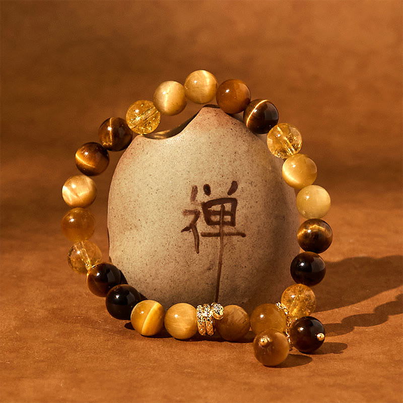 8mm Tiger Eye Citrine Protection Bracelet for Year of the Snake