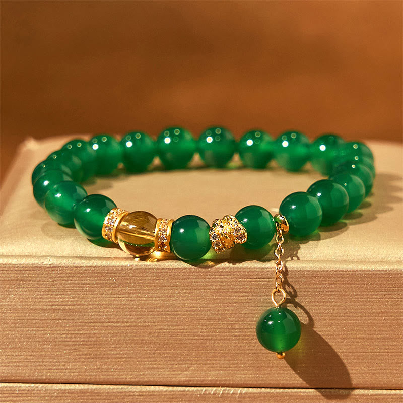 8mm Green Agate Citrine Power Bracelet for Success & Clarity