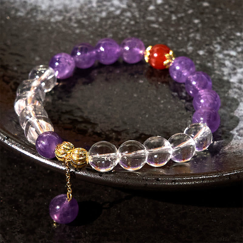 8mm Amethyst White Crystal Communication Bracelet