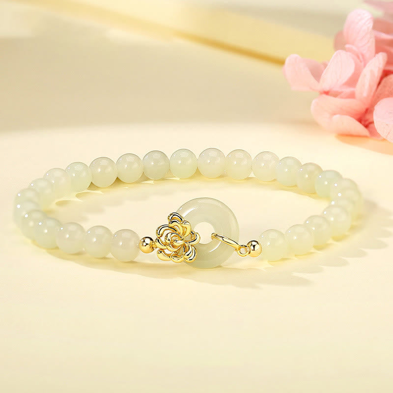 Hetian Jade Prosperity Peace Buckle Bracelet