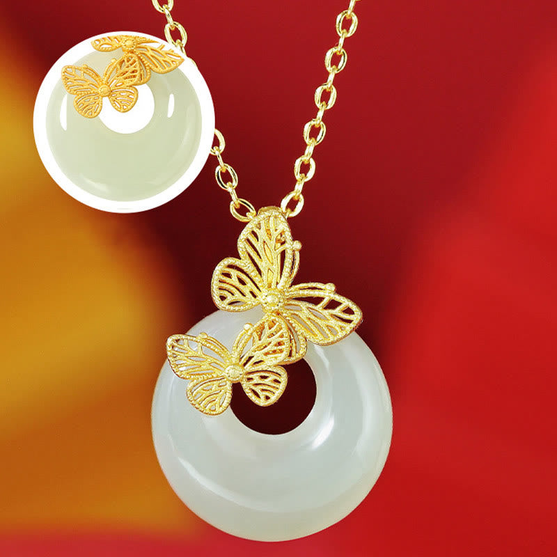 Hetian Jade Butterfly Prosperity Necklace Pendant