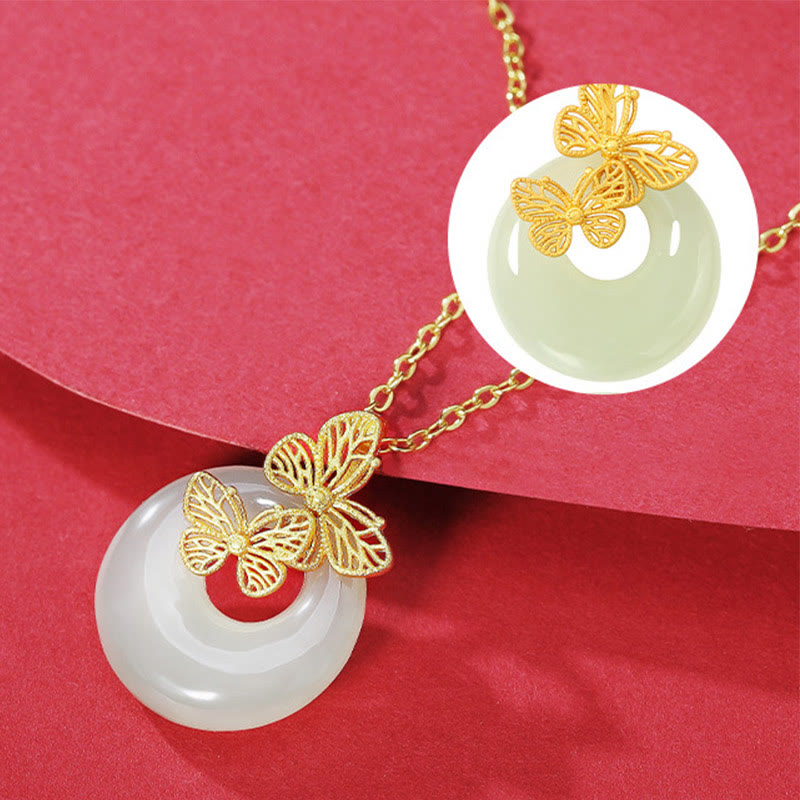 Hetian Jade Butterfly Prosperity Necklace Pendant