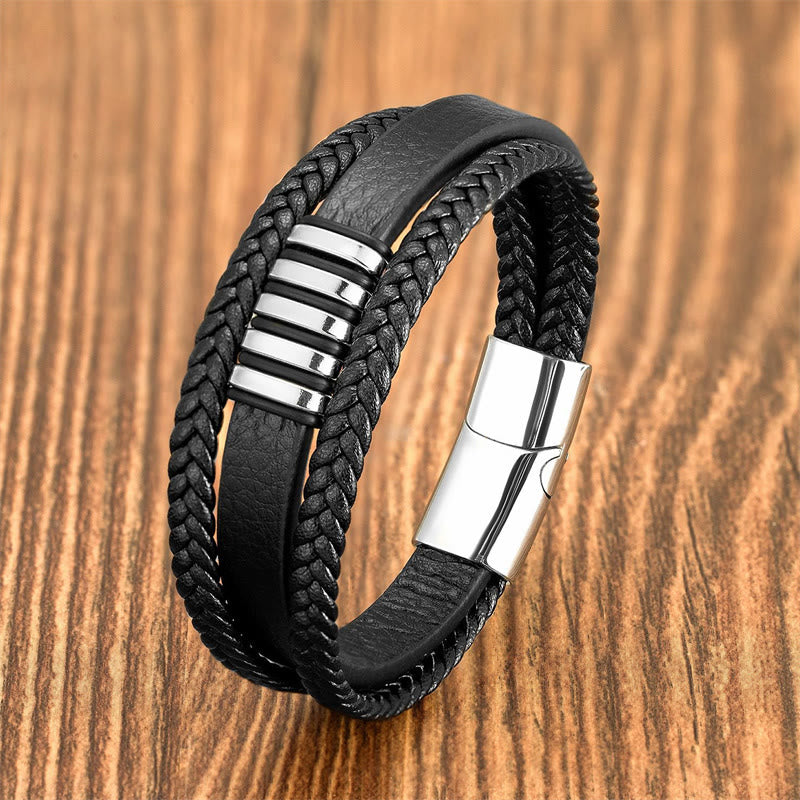 Multi-layer Leather Rope Titanium Steel Buckle Balance Spiritual Bracelet