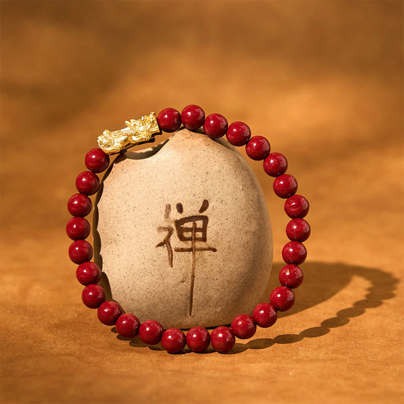 6mm Cinnabar Pixiu Blessing Bracelet for Wealth & Protection