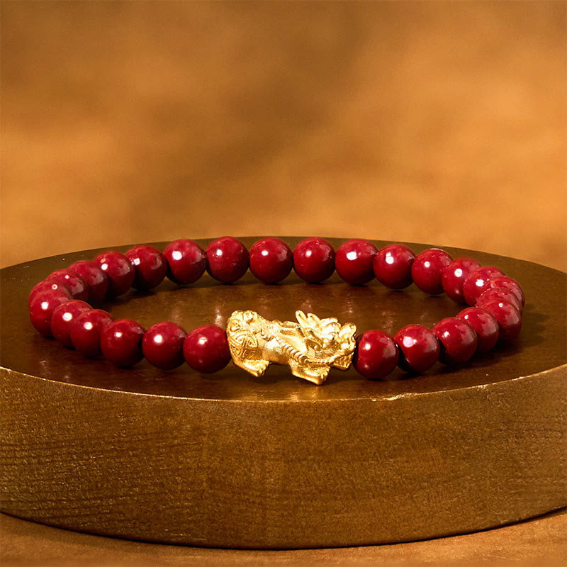 6mm Cinnabar Pixiu Blessing Bracelet for Wealth & Protection