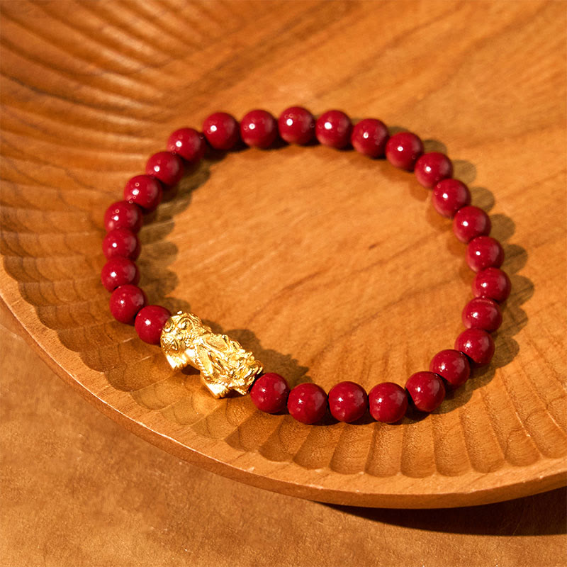 6mm Cinnabar Pixiu Blessing Bracelet for Wealth & Protection