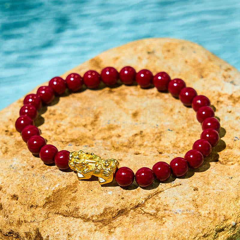 6mm Cinnabar Pixiu Blessing Bracelet for Wealth & Protection