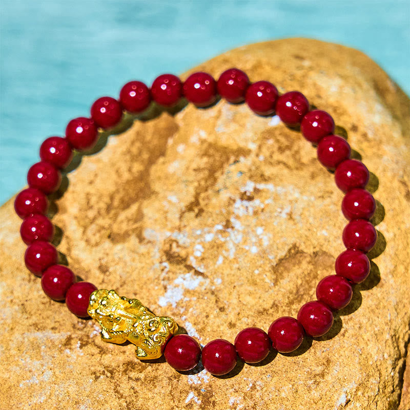 6mm Cinnabar Pixiu Blessing Bracelet for Wealth & Protection