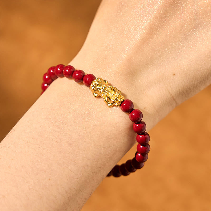 6mm Cinnabar Pixiu Blessing Bracelet for Wealth & Protection