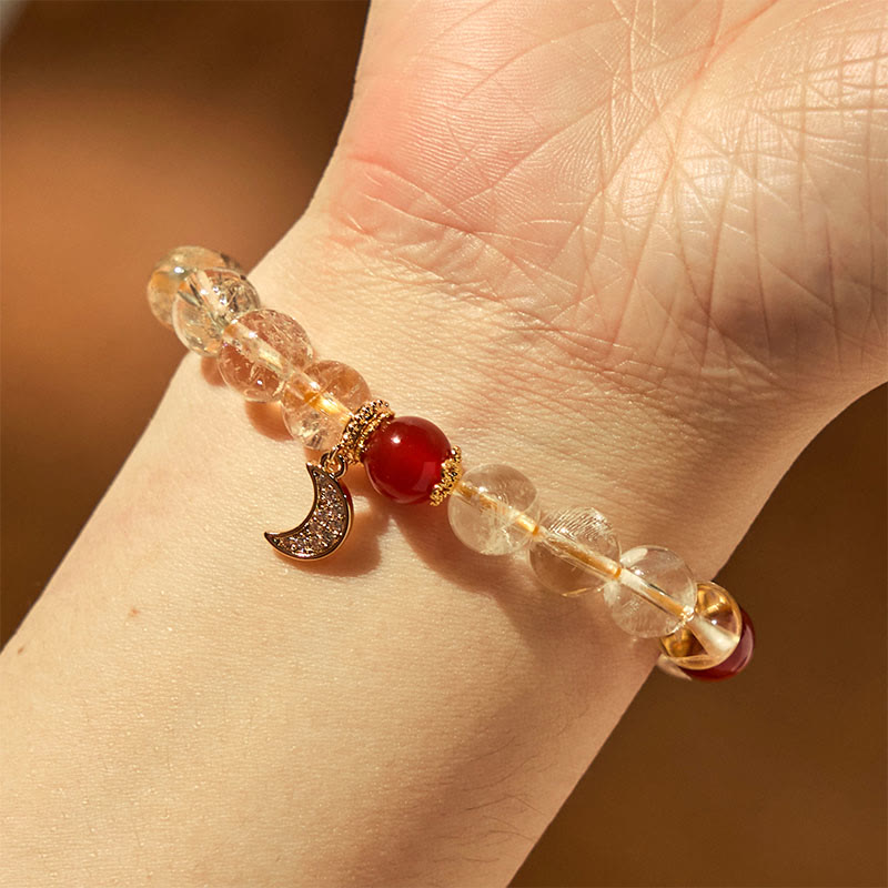 8mm Citrine Red Agate Spiritual Prosperity Bracelet Unisex
