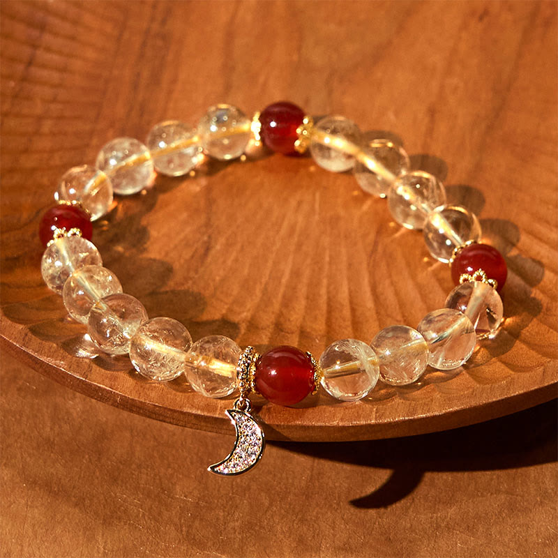 8mm Citrine Red Agate Spiritual Prosperity Bracelet Unisex