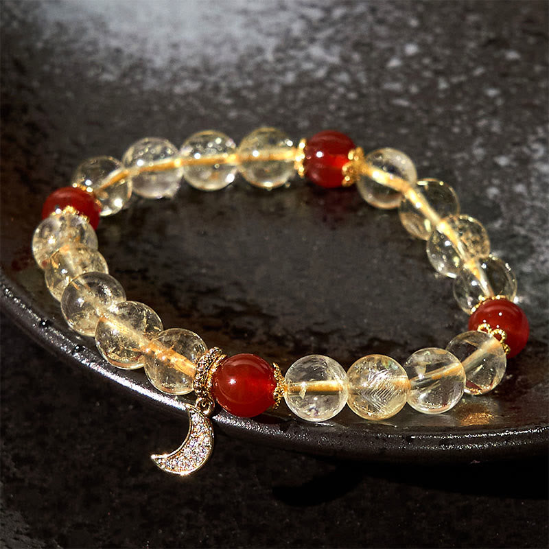 8mm Citrine Red Agate Spiritual Prosperity Bracelet Unisex