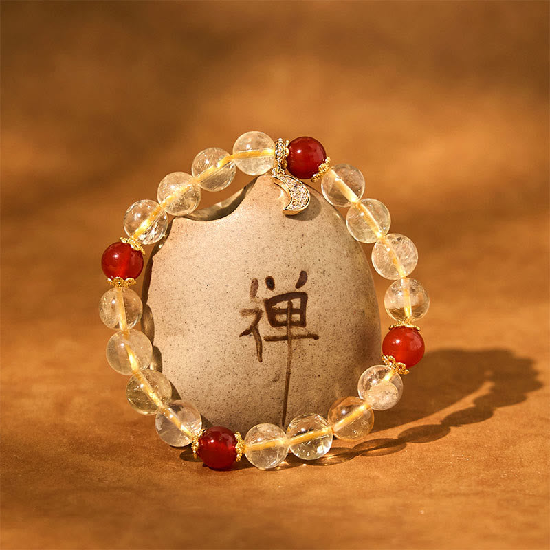 8mm Citrine Red Agate Spiritual Prosperity Bracelet Unisex