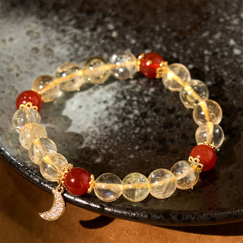 8mm Citrine Red Agate Spiritual Prosperity Bracelet Unisex