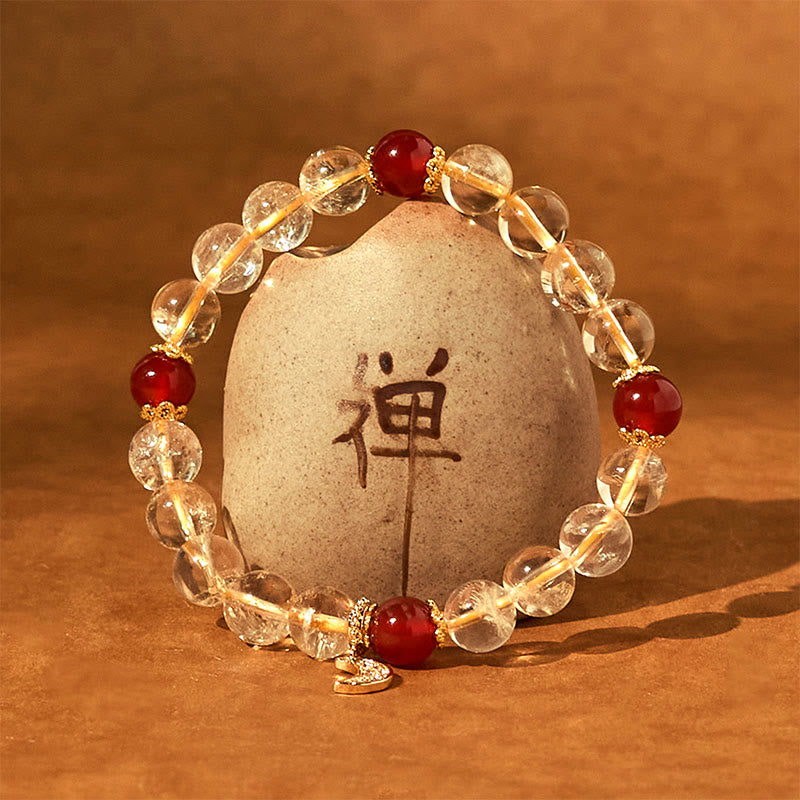 8mm Citrine Red Agate Spiritual Prosperity Bracelet Unisex