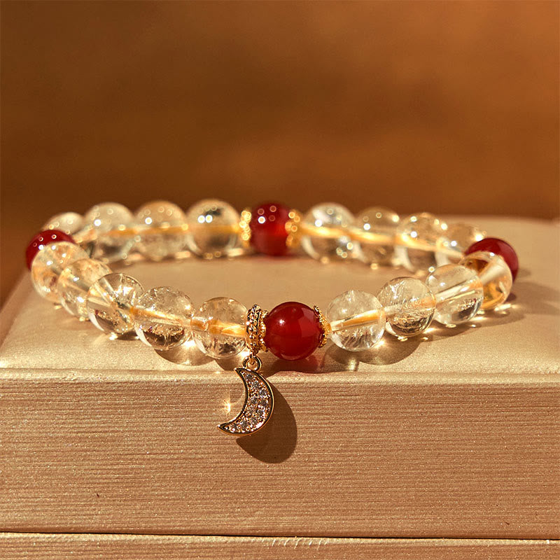 8mm Citrine Red Agate Spiritual Prosperity Bracelet Unisex