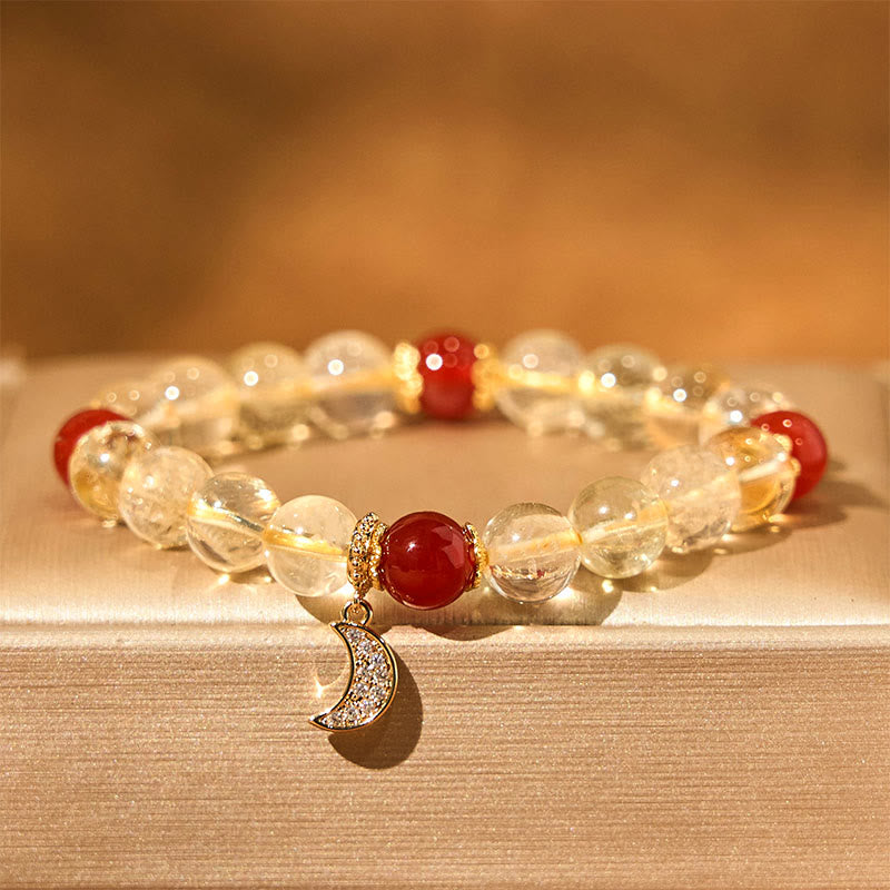 8mm Citrine Red Agate Spiritual Prosperity Bracelet Unisex
