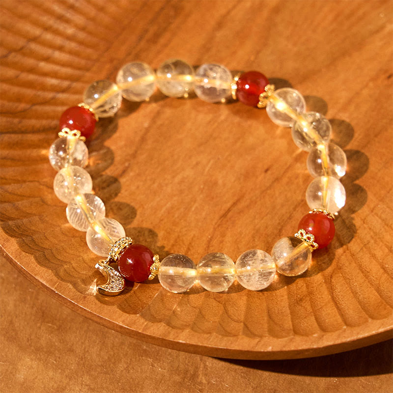 8mm Citrine Red Agate Spiritual Prosperity Bracelet Unisex