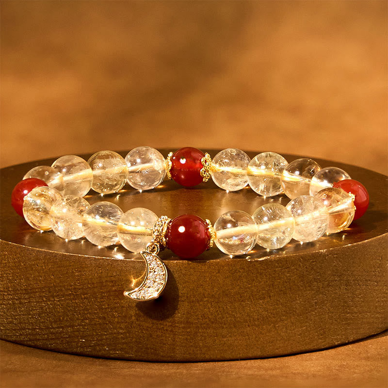 8mm Citrine Red Agate Spiritual Prosperity Bracelet Unisex