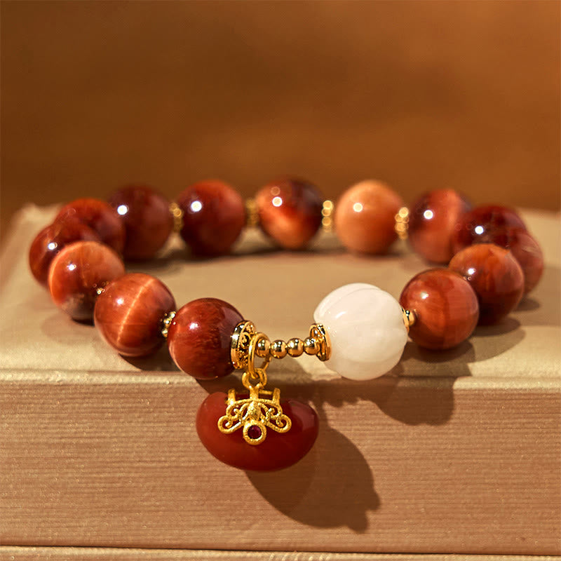 8mm Red Tiger Eye Pumpkin Calm Bracelet