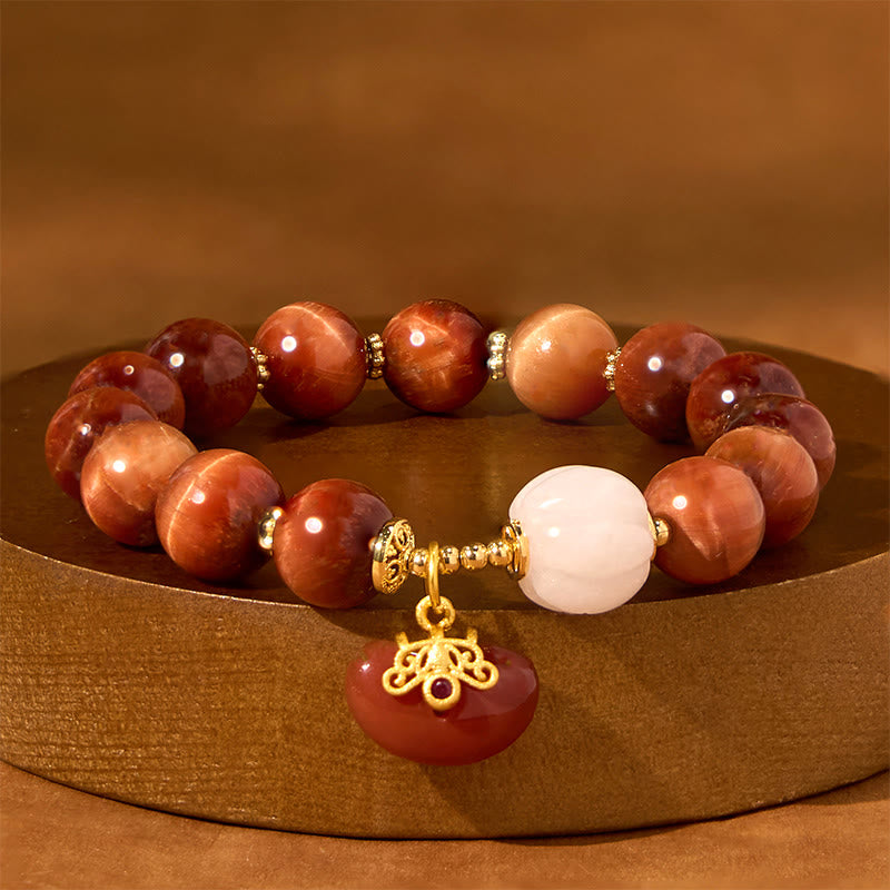 8mm Red Tiger Eye Pumpkin Calm Bracelet