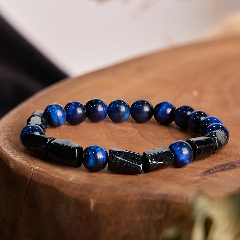 Blue Tiger Eye Black Tourmaline Strength Bracelet
