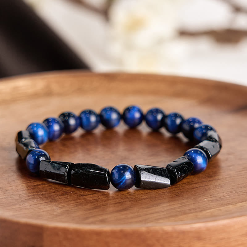 Blue Tiger Eye Black Tourmaline Strength Bracelet