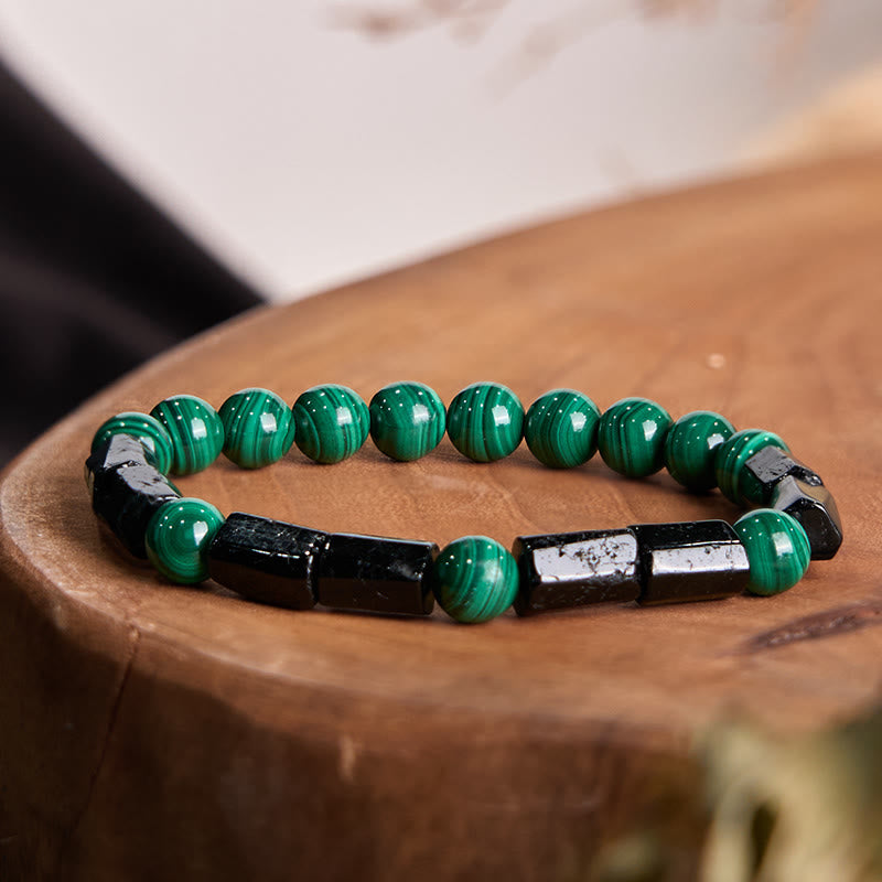 8mm Malachite Black Tourmaline Purity & Protection Bracelet