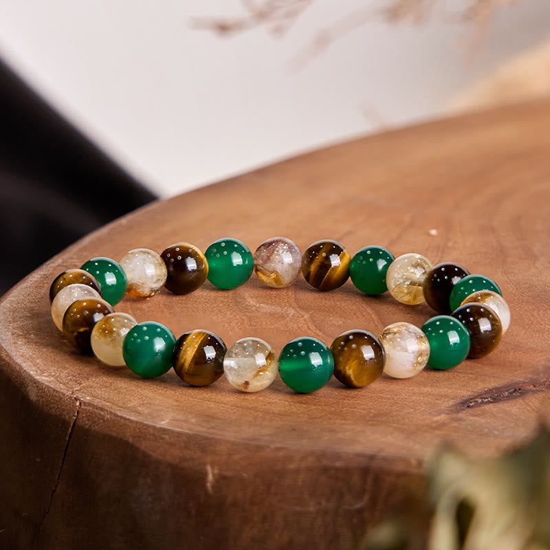 8mm Tiger Eye Green Agate Citrine Protection Bracelet