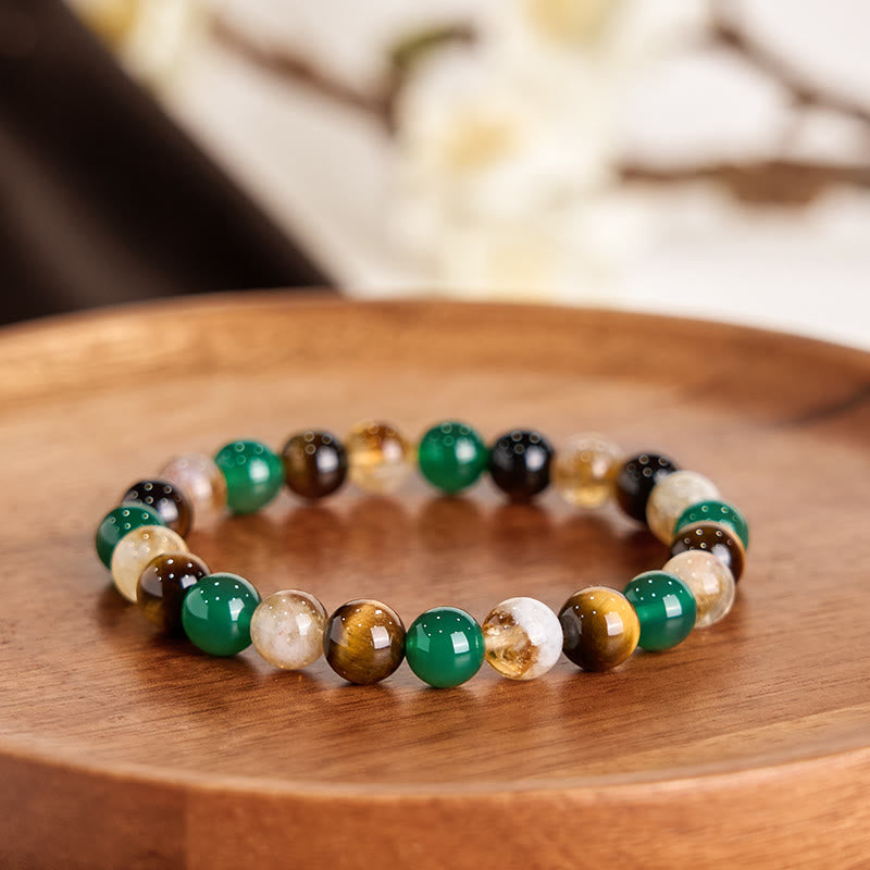 8mm Tiger Eye Green Agate Citrine Protection Bracelet