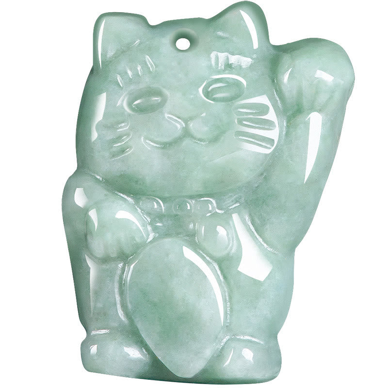 Lucky Cat Jade Abundance Pendant | Prosperity Necklace