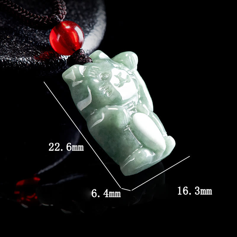 Lucky Cat Jade Abundance Pendant | Prosperity Necklace