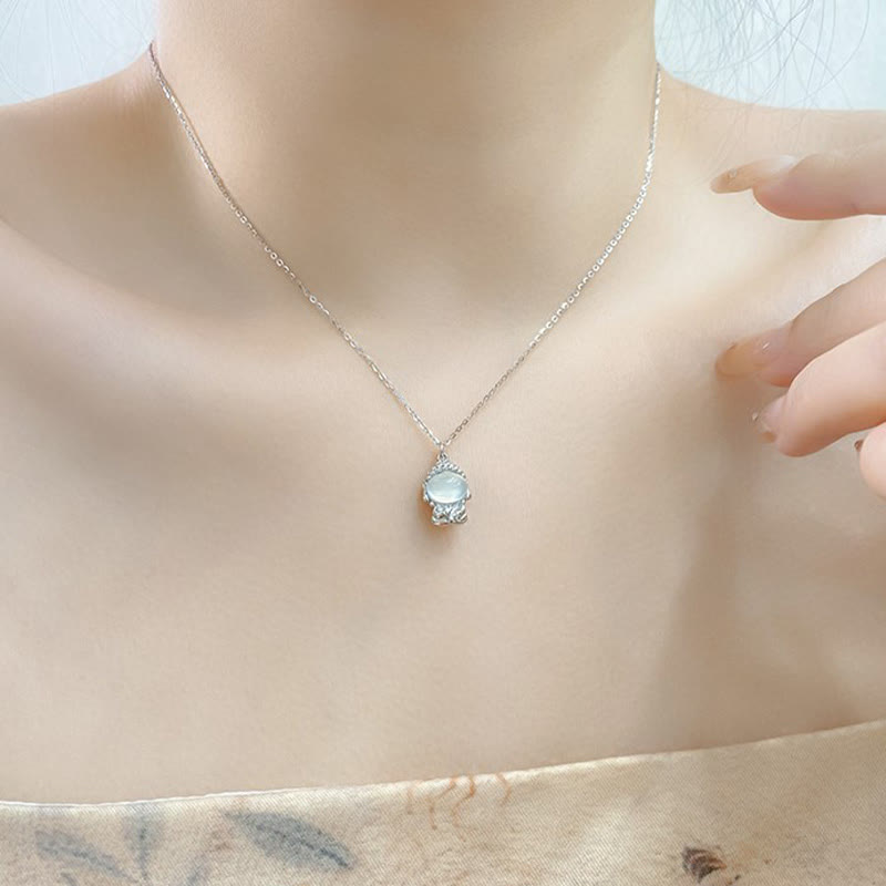 925 Silver Chalcedony Buddha Pendant Necklace