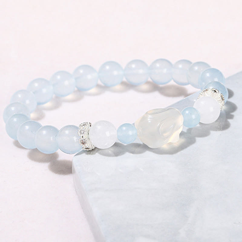 Blue Chalcedony White Agate Emotional Healing Bracelet