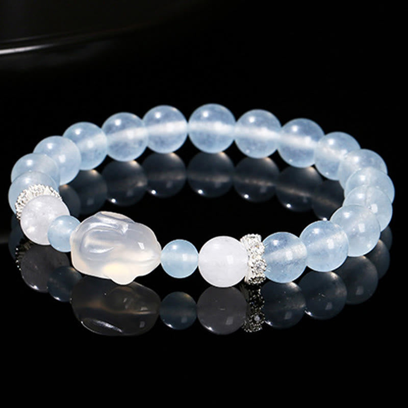 Blue Chalcedony White Agate Emotional Healing Bracelet