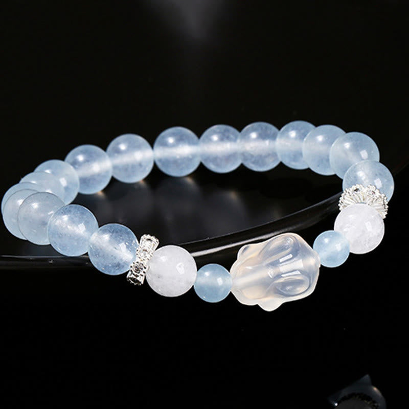 Blue Chalcedony White Agate Emotional Healing Bracelet