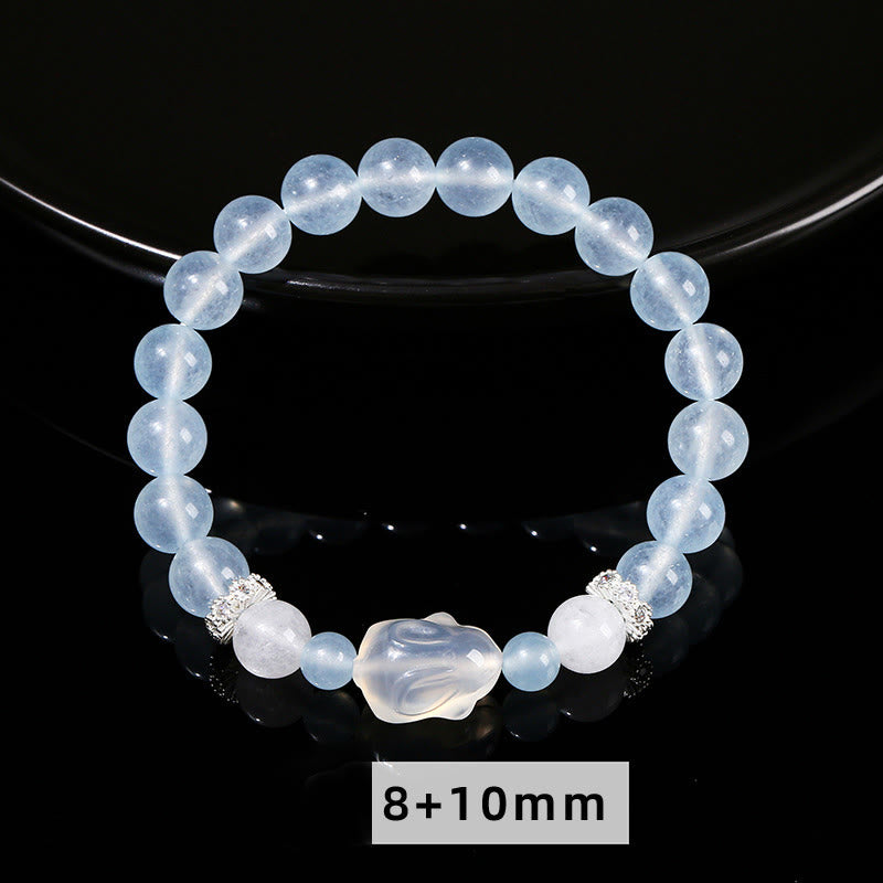 Blue Chalcedony White Agate Emotional Healing Bracelet