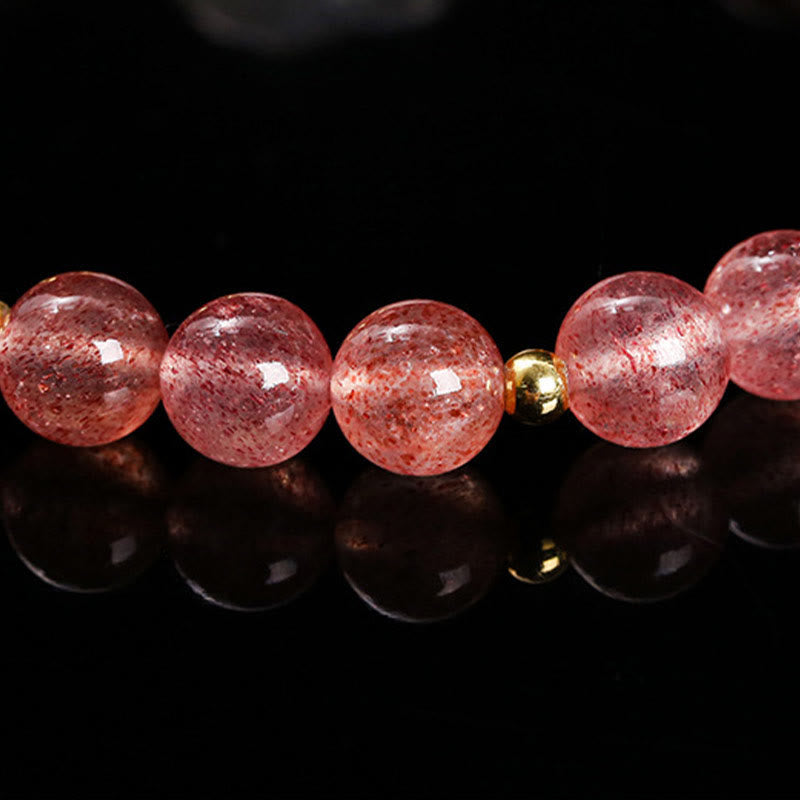 6mm Strawberry Quartz Rabbit Healing Bracelet for Women