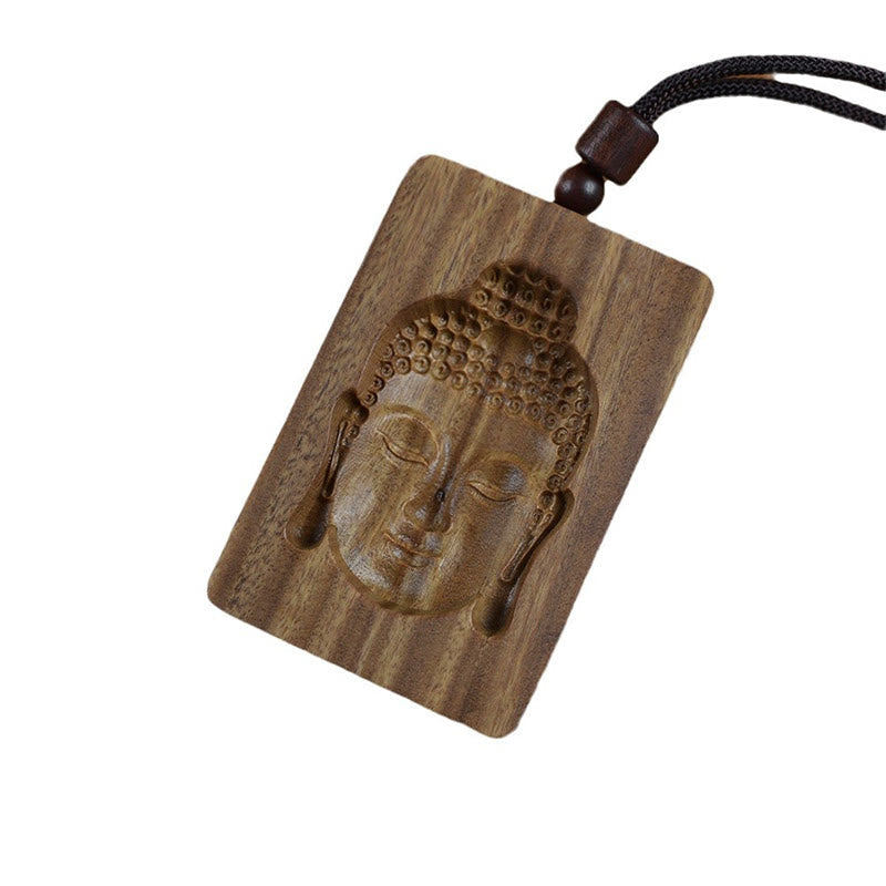 Green Sandalwood Buddha Necklace Pendant for Positive Energy