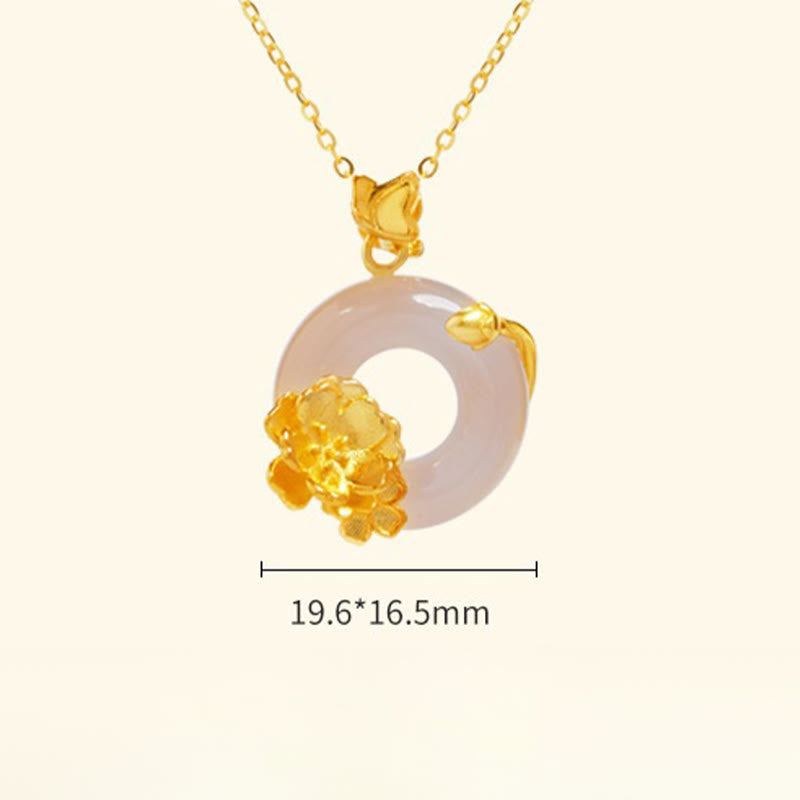 Peace Buckle Peach Blossom Butterfly Spiritual Necklace in Sterling Silver