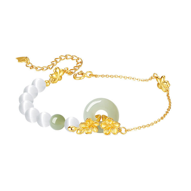 Hetian Jade Peach Blossom Luck Bracelet