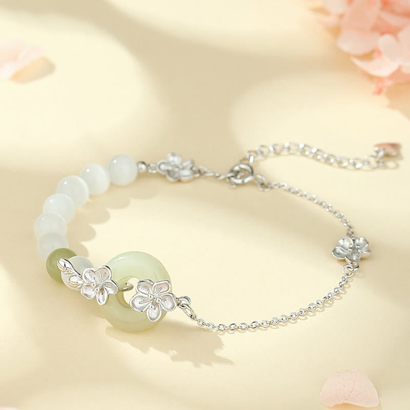 Hetian Jade Peach Blossom Luck Bracelet