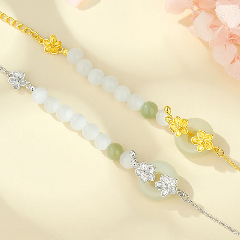 Hetian Jade Peach Blossom Luck Bracelet