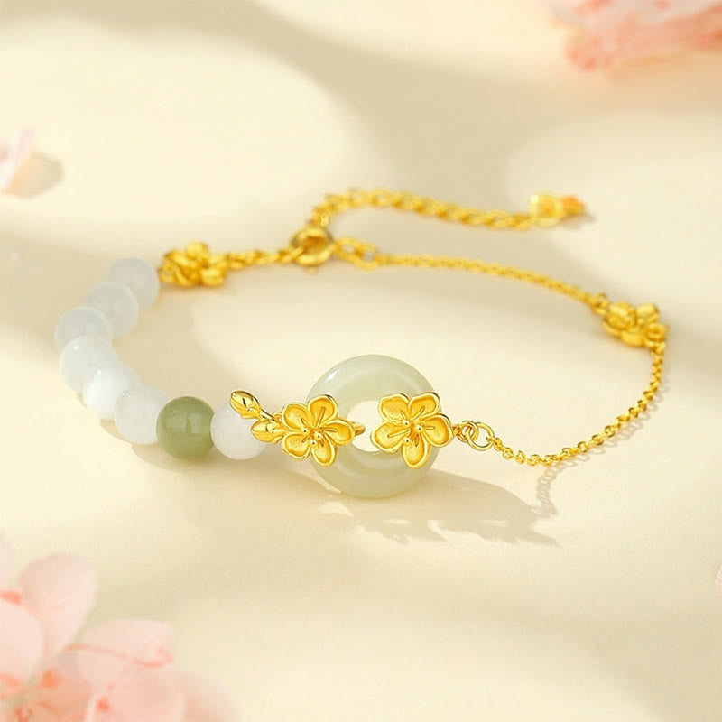 Hetian Jade Peach Blossom Luck Bracelet