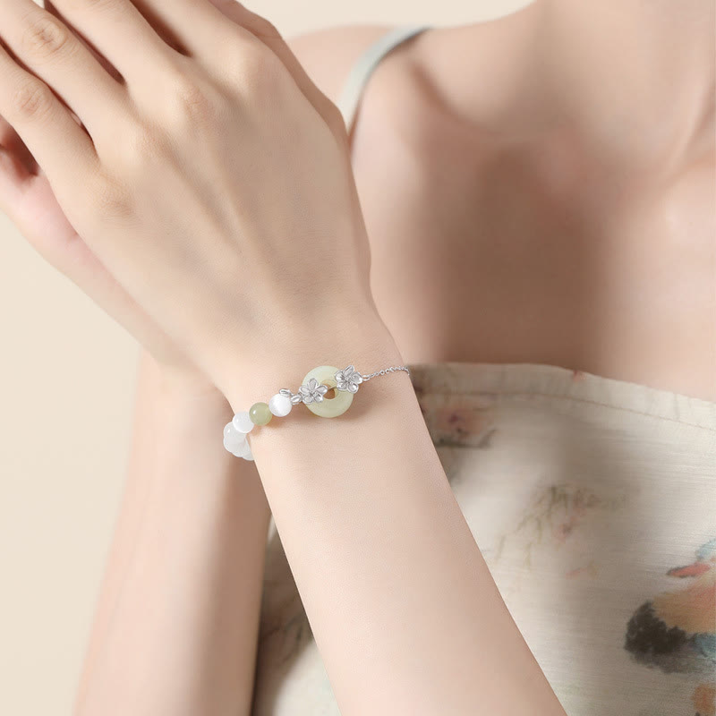 Hetian Jade Peach Blossom Luck Bracelet